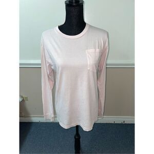 Lauren James Sip Sweetly Long Sleeve Light Pink Pocket Tee